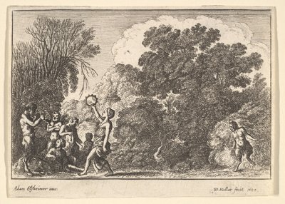 Fem satyrer og to nymfer, 1650. af Wenceslaus Hollar