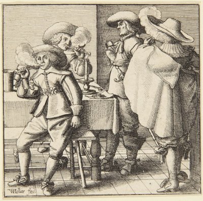 Fire rygende mænd af Wenceslaus Hollar