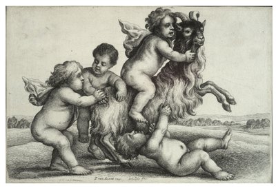 Fire små drenge og en ged af Wenceslaus Hollar