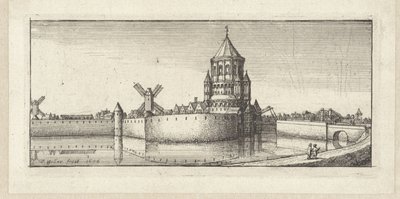 Udsigt over Kleine Houtpoort i Haarlem af Wenceslaus Hollar