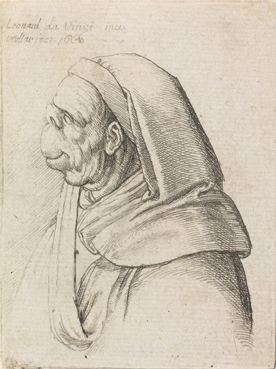 Grotesk profilerede en mand iført hætte af Wenceslaus Hollar
