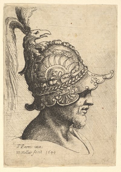 Hoved med hjelm og fuglehoved, 1645. af Wenceslaus Hollar