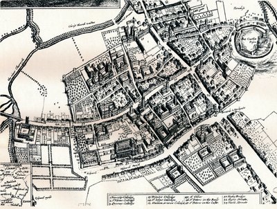 Hollars plan af Oxford, c1643 af Wenceslaus Hollar