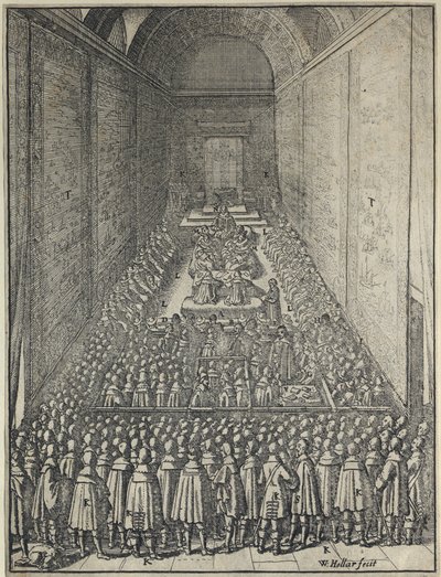 House of Lords, Palace of Westminster i London, ca. 1650 (radering) af Wenceslaus Hollar