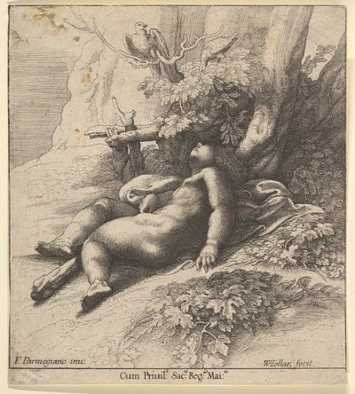 Spædbarnet Herkules i søvn, 1625-77. af Wenceslaus Hollar
