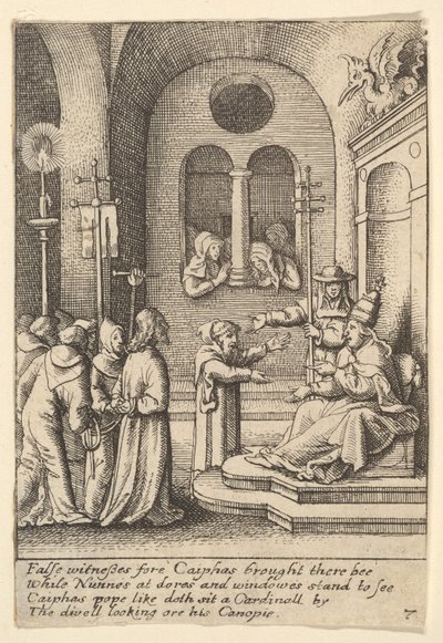 Jesus igen foran Kajfas, 1625-77. af Wenceslaus Hollar
