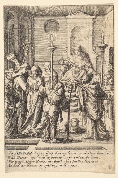 Jesus før Annas, 1625-77. af Wenceslaus Hollar
