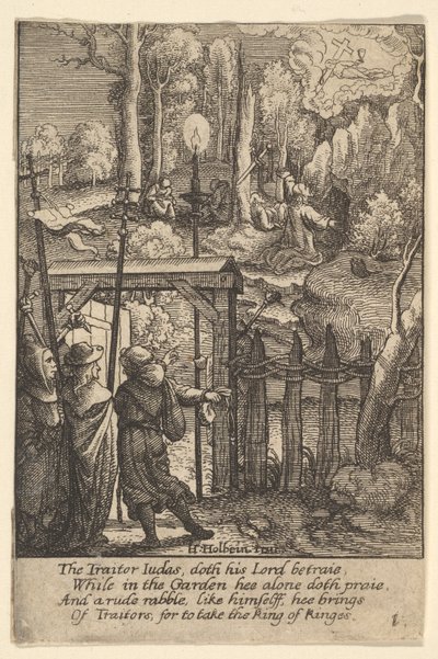 Jesus på Oliebjerget, 1625-77. af Wenceslaus Hollar