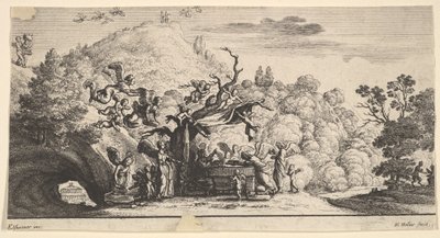 Jesus tjent af engle, 1652. af Wenceslaus Hollar
