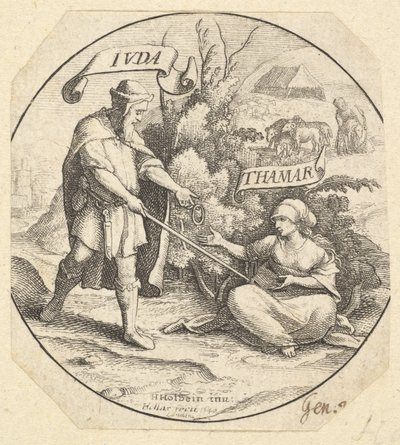 Juda og Tamar, 1640. af Wenceslaus Hollar
