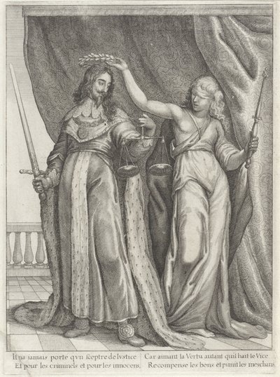 Kong Charles I af England hyldet af Justitia af Wenceslaus Hollar