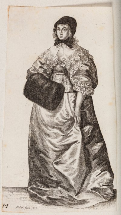 Kvinde med kyse og muffe af Wenceslaus Hollar