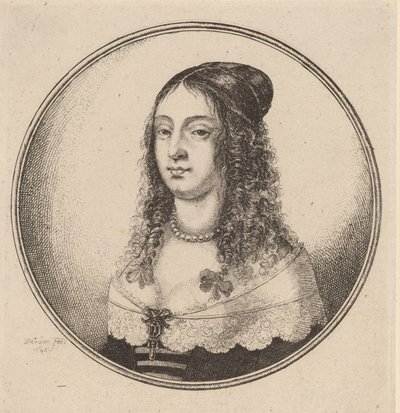 Dame med bånd på krøller, 1646. af Wenceslaus Hollar