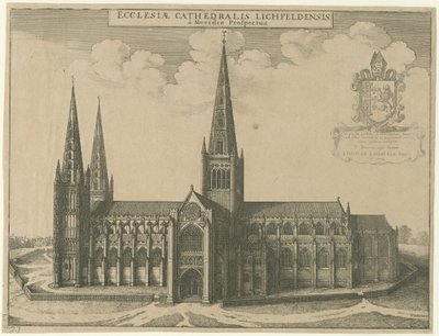 Lichfield Cathedral - South View: gravering af Wenceslaus Hollar