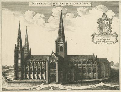 Lichfield Cathedral - South View: gravering, 1672 af Wenceslaus Hollar