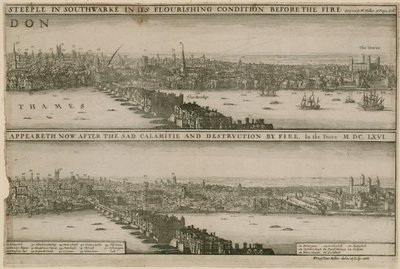 London, før og efter den store brand af Wenceslaus Hollar