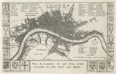 London, før branden i 1666 af Wenceslaus Hollar