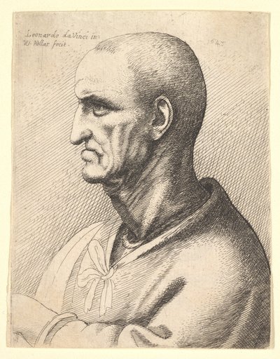 Mand med strengt udtryk i profil til venstre, 1645. af Wenceslaus Hollar