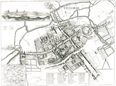 Kort over Oxford, 1643 af Wenceslaus Hollar