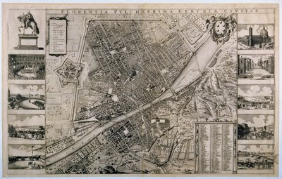 Kort over byen Firenze af Wenceslaus Hollar