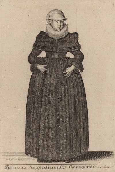 Matrona argentinsk nadver af dagen, der nærmer sig fra nymferne. af Wenceslaus Hollar