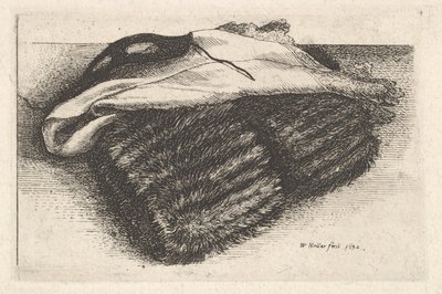 Muffe, hvidt tørklæde og maske, 1642. af Wenceslaus Hollar