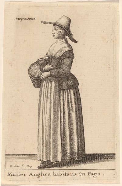 En engelsk kvinde, der bor i en landsby af Wenceslaus Hollar