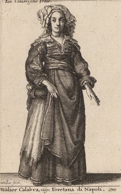 Mulier Calabra, Vulgo, Foretana fra Napoli. af Wenceslaus Hollar