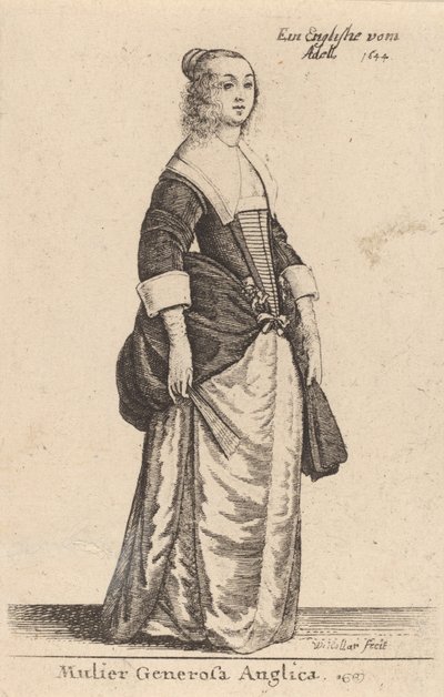 En generøs engelsk kvinde, 1644. af Wenceslaus Hollar