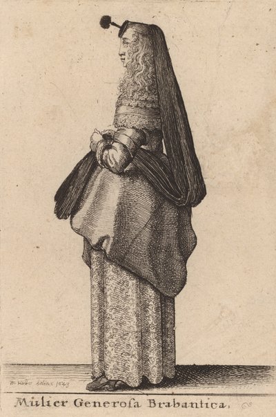 Den generøse kvinde af Brabant, 1643. af Wenceslaus Hollar