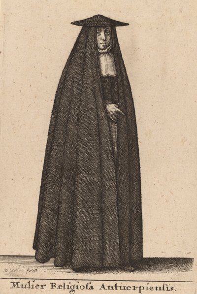 Religiøs kvinde fra Antwerpen. af Wenceslaus Hollar