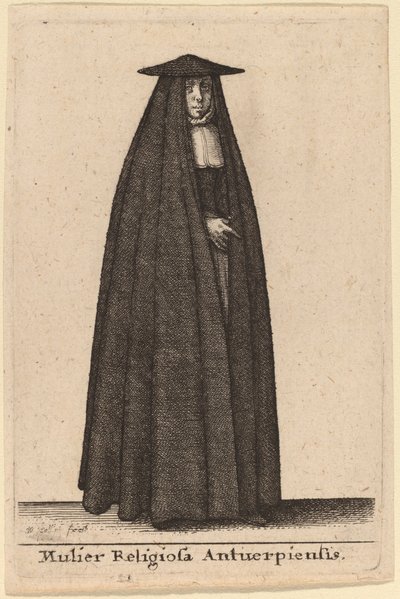 Religiøs kvinde fra Antwerpen af Wenceslaus Hollar
