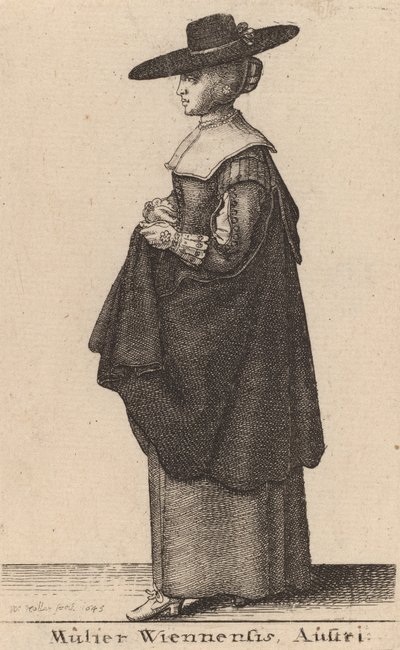 Kvinden fra Wien, Østrig, 1643. af Wenceslaus Hollar