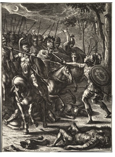 Nisus dræber Volscens. Tilstand 2 af Wenceslaus Hollar