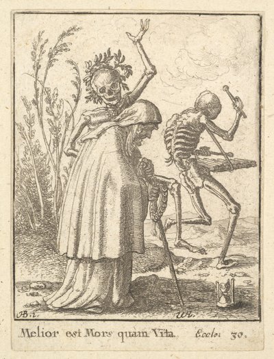 Gammel kvinde, fra Dødedansen, 1651. af Wenceslaus Hollar