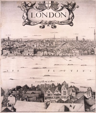 Panoramaudsigt over London, c1670 af Wenceslaus Hollar