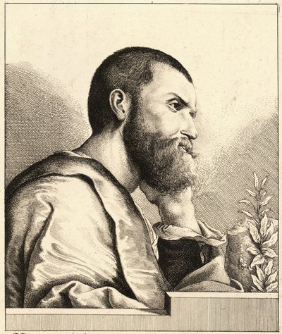 Portræt af Pietro Aretino som ung mand ca. 1650 af Wenceslaus Hollar