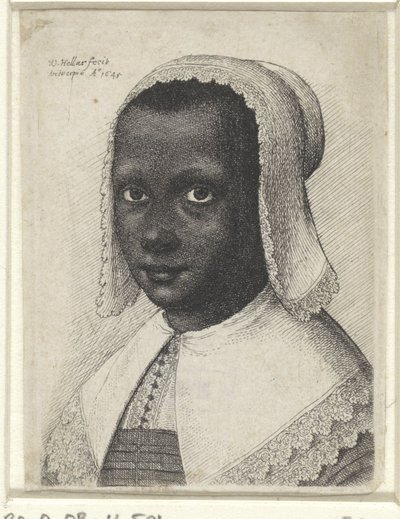 Portræt af en ung sort kvinde, 1645 af Wenceslaus Hollar