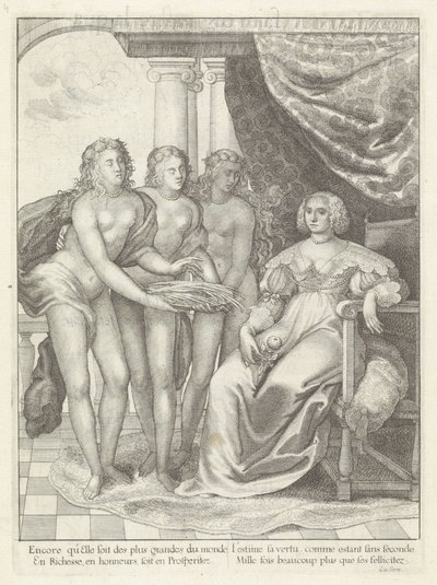 Portræt af Amalia van Solms Historien om indtoget af den mest kristne konges dronningemoder i de forenede provinser i Holland. (serietitel) af Wenceslaus Hollar
