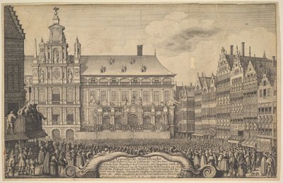 Proklamation af traktaten i Munster, 1648. af Wenceslaus Hollar