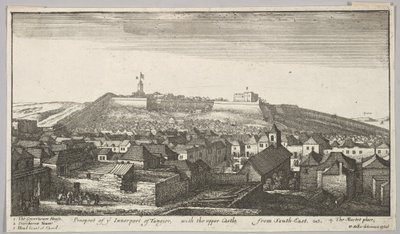 Udsigt til den indre del af Tanger, med det øvre slot, fra sydøst, 1669-73. af Wenceslaus Hollar
