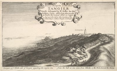 Udsigt til nordsiden af Tanger angående Maynehavet fra bakken, når du kommer ..., inden 1673. af Wenceslaus Hollar