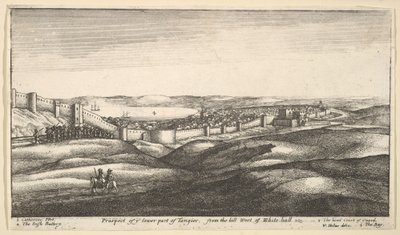 Udsigt til jer nederste del af Tanger, fra bakken vest for White-hall, 1669-73. af Wenceslaus Hollar