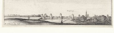 Flodlandskab med udsigt over Strasbourg Flodudsigt i Tyskland og de lave lande (serietitel) af Wenceslaus Hollar