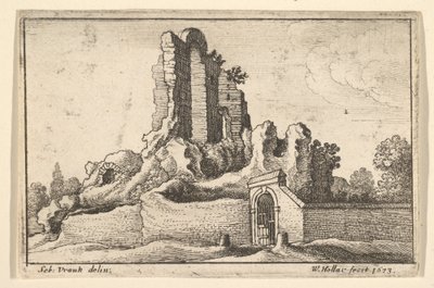 Ruiner og en spærret port på Esquiline Hill i Rom, 1673. af Wenceslaus Hollar
