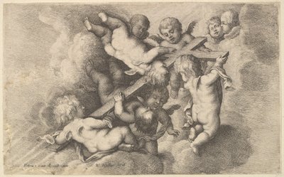 Syv putti, der bærer korset, 1646. af Wenceslaus Hollar