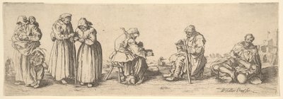 Seks mænd og kvindelige tiggere, 1630. af Wenceslaus Hollar