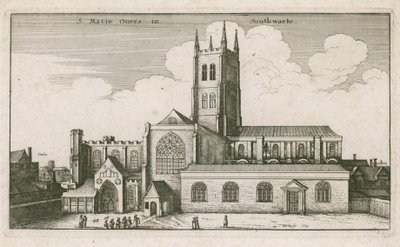 St Mary Overies, Southwark, London; tegning fra 1647 af Wenceslaus Hollar