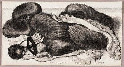 Stilleben med en gruppe muffer, et par handsker og to tørklæder af Wenceslaus Hollar