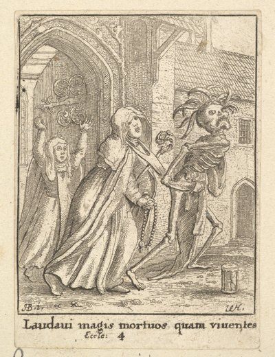 Abbedissen, fra Dødedansen, 1651. af Wenceslaus Hollar